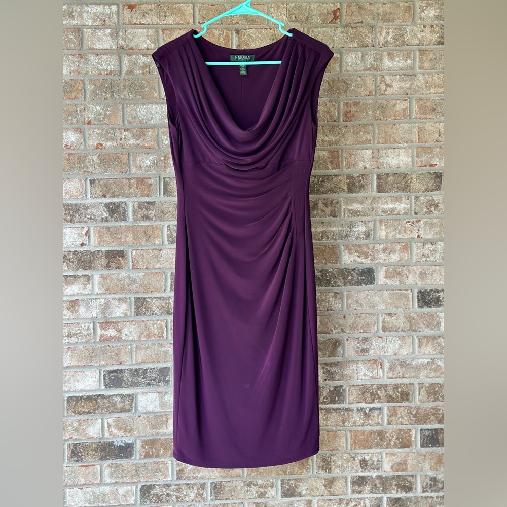 Lauren Ralph Lauren Elegant Purple Draped Dress